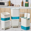 2-Layer Trash Can with Wheels - 42L Removable Garbage Bin & Storage Drawer