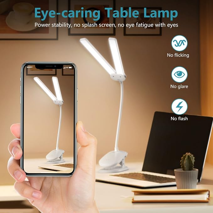Double Head LED Clip-On Reading Light | USB Rechargeable