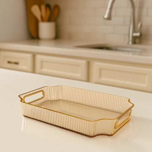 Premium Golden Acrylic Tray – Rectangular - Clarify.pk