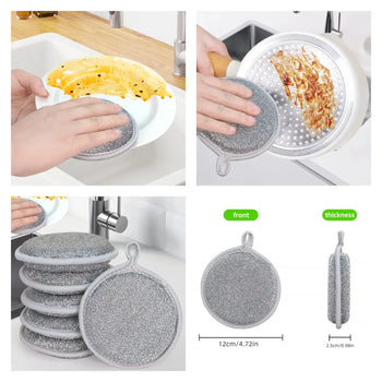 Pack of 2 Silver Wire Round Sponges – Durable Kitchen Scrubber - Clarify.pk
