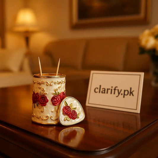 Luxury Rose Design Toothpick Holder – Push-Up Dispenser - Clarify.pk