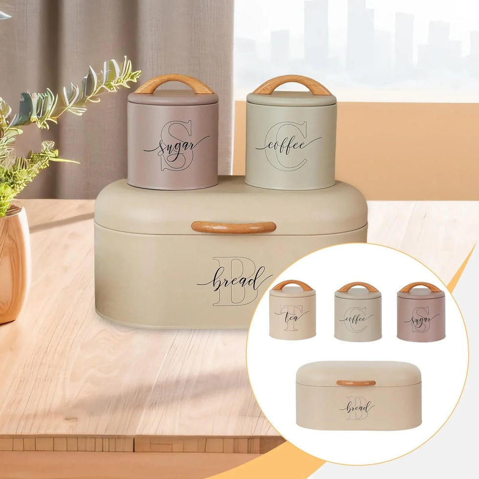 Luxury Kitchen Storage Canister Set with Wooden Lids - Clarify.pk