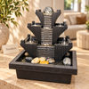 3-Tier Pyramid Tabletop Fountain with Spinning Crystal Ball & LED – Indoor Water Feature
