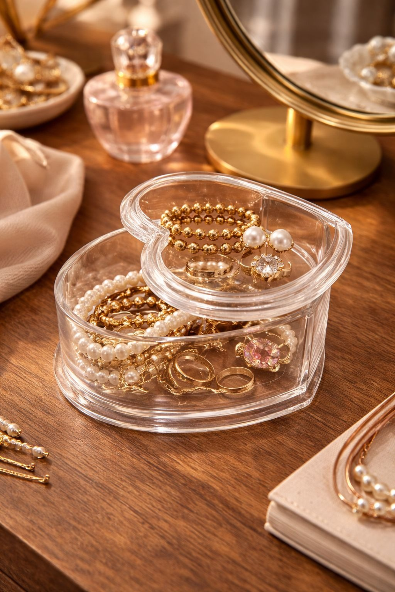 Acrylic Heart Shape Jewellery Box – Elegant Organizer