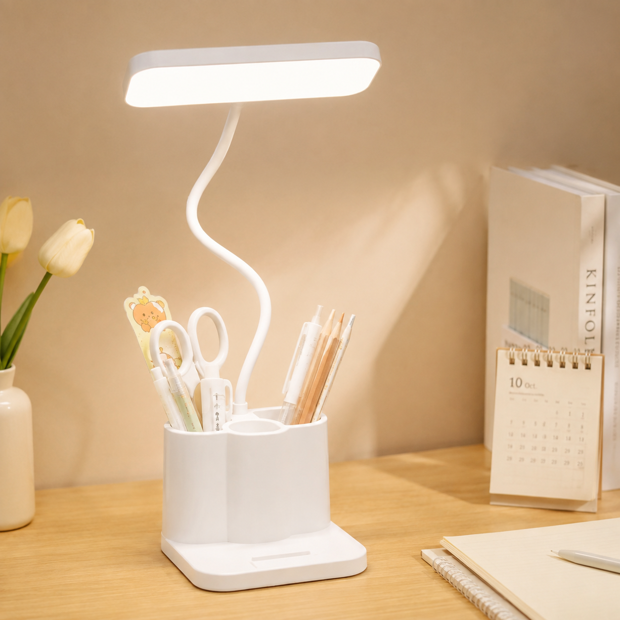 LED Desktop Study Table Lamp – Eye-Protection Reading Light with Flexible Arm