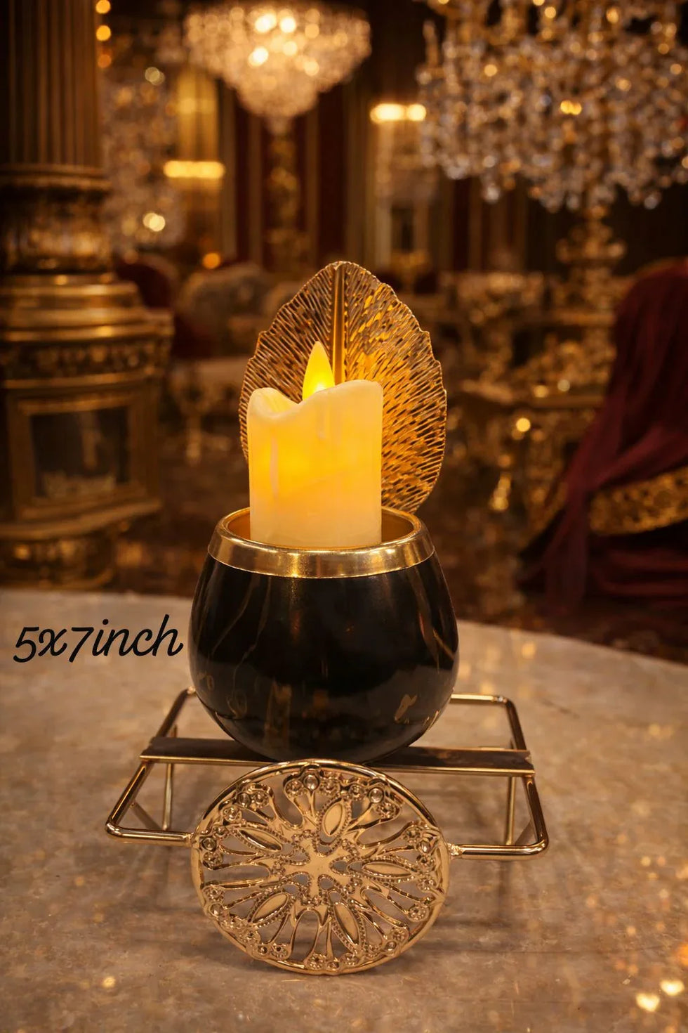 Royal Black & Gold Decorative Candle Holder - Clarify.pk