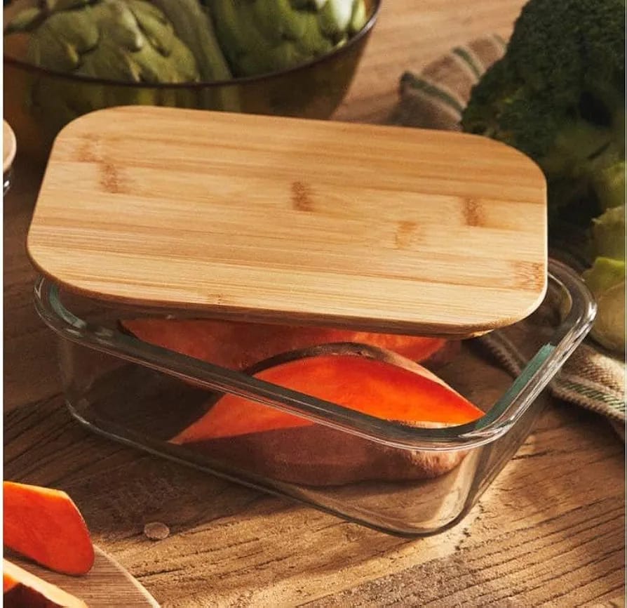 Luxury 3 Pieces Glass Dish Set with Bamboo Lids - Eco-Clear