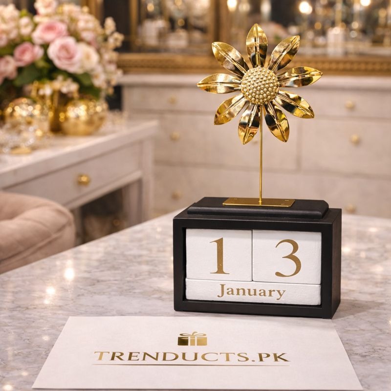 Golden Bloom Perpetual Calendar – Artisanal Tabletop Series (Random Design)