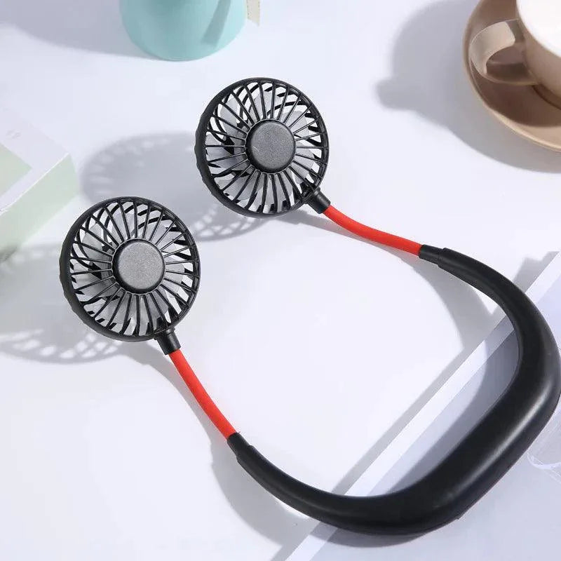 Rechargeable Neck Fan - Portable Dual Head Hands-Free Cooling Fan - Clarify.pk