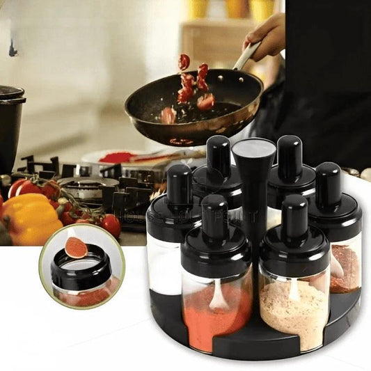 6 Pcs Rotating Spice Rack Organizer for Kitchen Storage - Clarify.pk