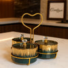 Elegant Black & Gold Ceramic Jar Set – Crystal Lid with Heart Handle