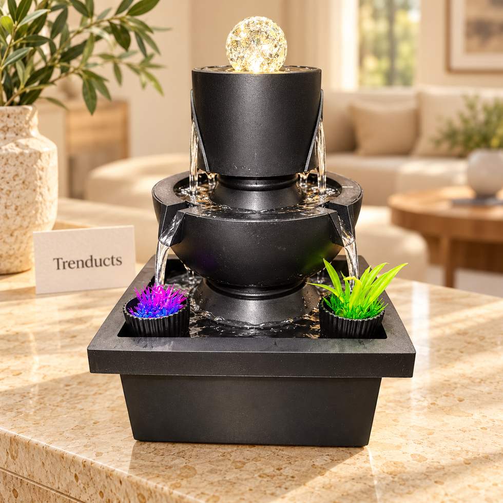 Gold Crystal Ball Tabletop Fountain with Spinning Ball & LED – Luxury Indoor Water Feature