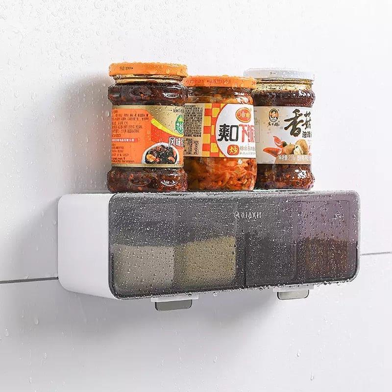 Wall Mounted Spice Rack - 4 Grid Kitchen Organizer for Easy Access and Storage - Clarify.pk