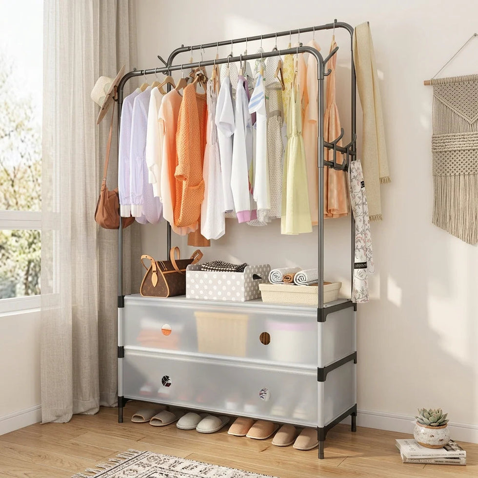 Double Rod Floor-to-Ceiling Coat Rack