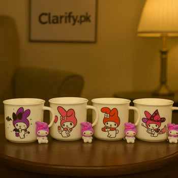 Melody & Kuromi Character Mug with Handle Keychain – Cute Cartoon Cup (each) - Clarify.pk