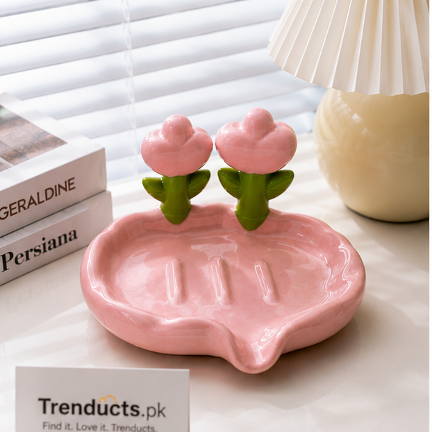 Luxury Tulip Flower Drainable Plastic Soap Holder