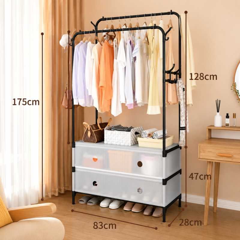 Double Rod Floor-to-Ceiling Coat Rack