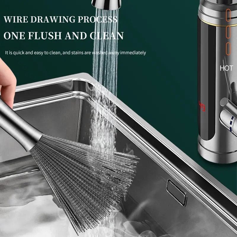 Stainless Steel Pot Brush - Long Handle Kitchen Scrubber