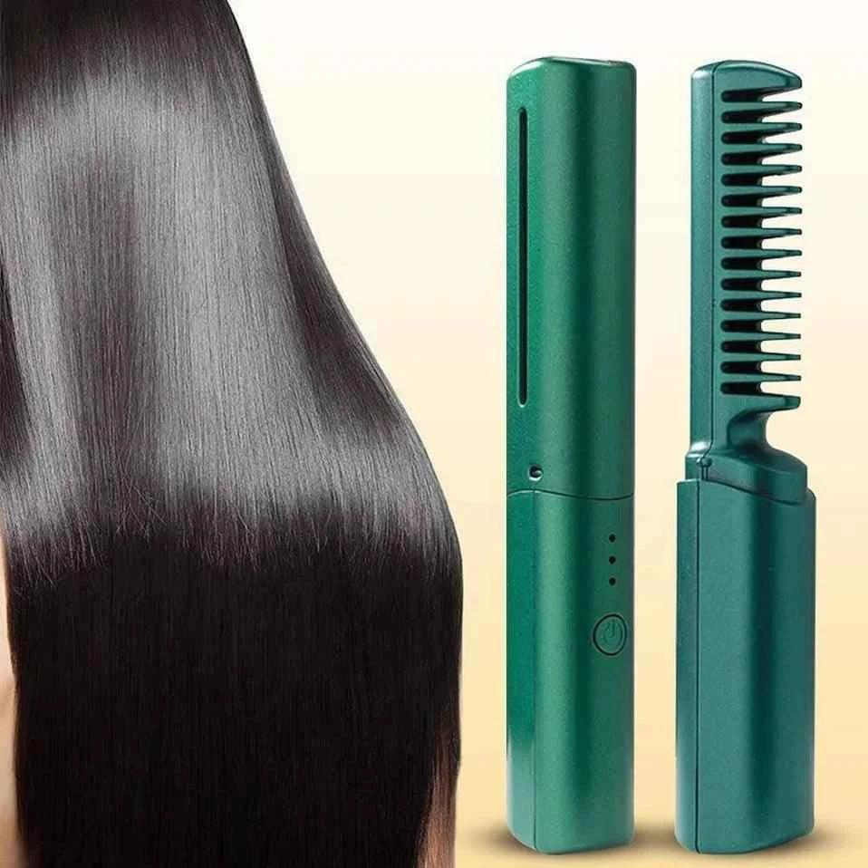 Cordless Hair Straightener Comb - Wireless Rechargeable Travel Device