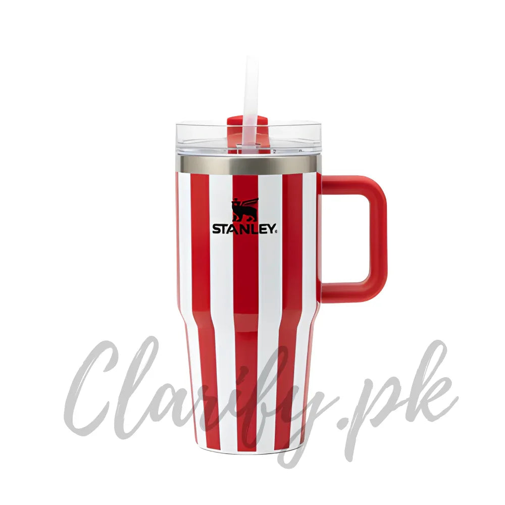 Stanley Style Red Striped Tumbler – Premium Quality - Clarify.pk