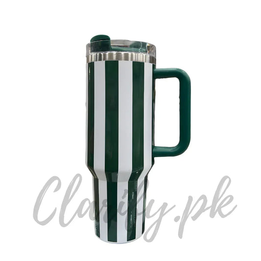 Premium Green Stripe 40oz Tumbler – 1200ml Water Bottle - Clarify.pk