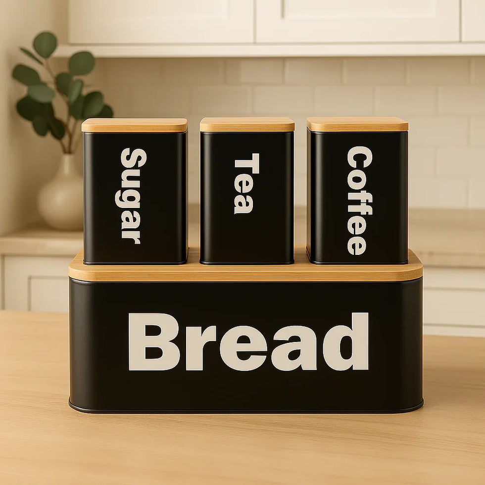 Bread Box Set with Bamboo Lid – Kitchen Storage - Clarify.pk