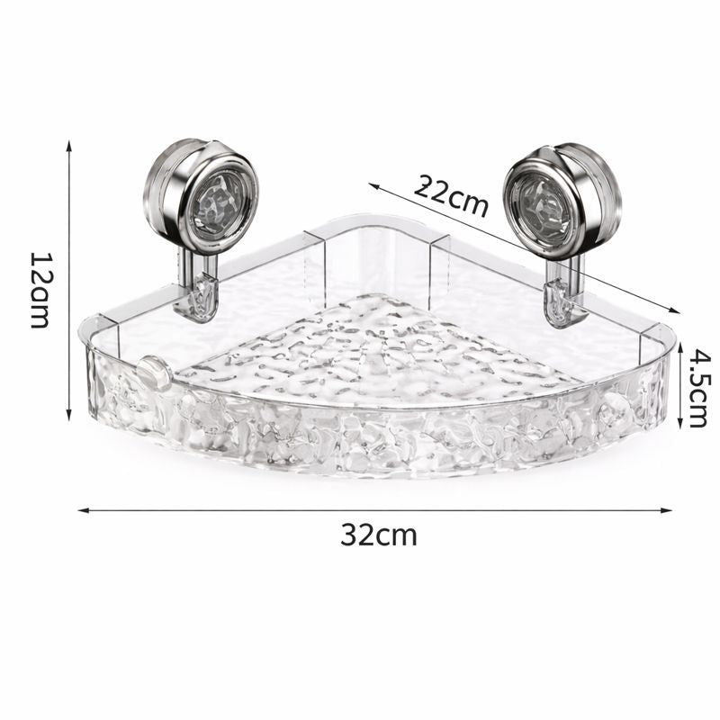 Acrylic Corner Suction Shelf – Drill-Free Bathroom Rack AB