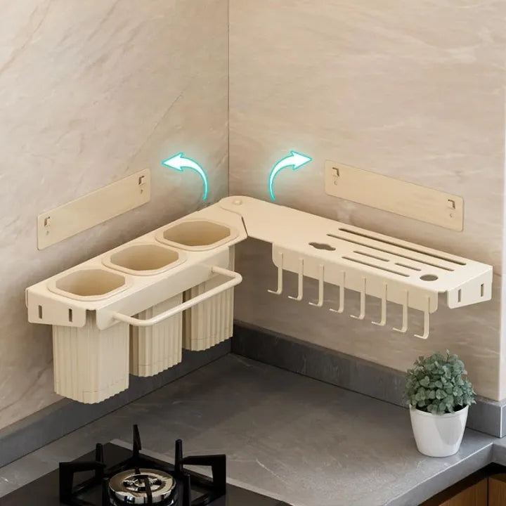 Wall-Mounted Corner Knife Rack – Rotatable Chopstick Holder & Utensil Organizer
