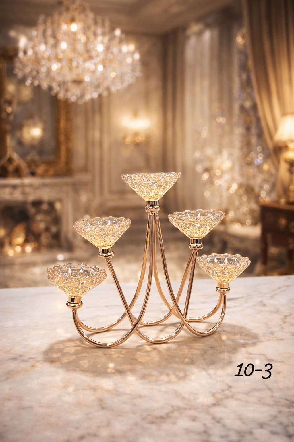 Regal Glow Crystal Candle Stand – Luxury 5-Arm