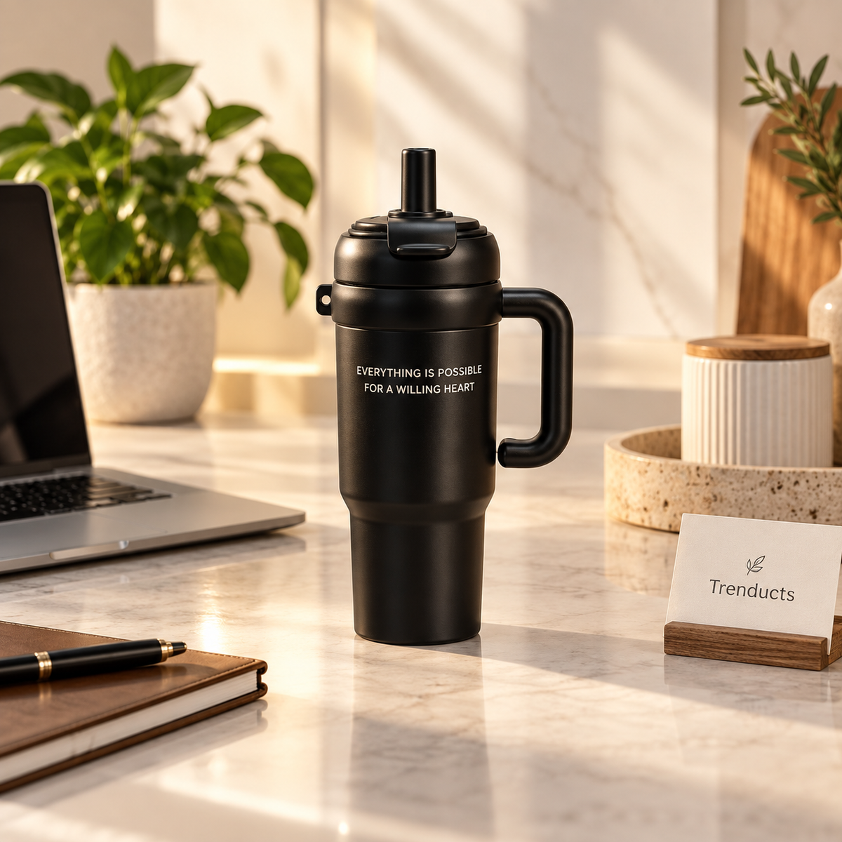 800ml Stainless Steel Vacuum Tumbler with Straw (Random Color)