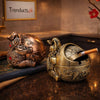 Antique Metal Elephant Seated Ashtray - Windproof Luxury Desktop Ornament - Trenducts.pk