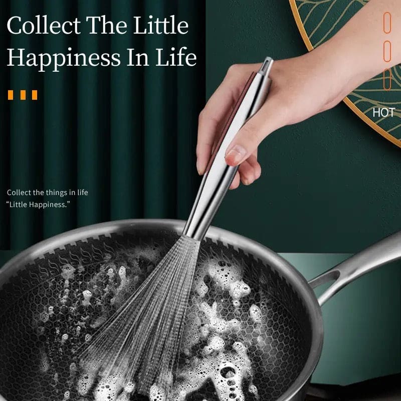 Stainless Steel Pot Brush - Long Handle Kitchen Scrubber