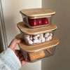 Luxury Eco-Square 3 Pieces Glass Dish Set with Bamboo Lids GL