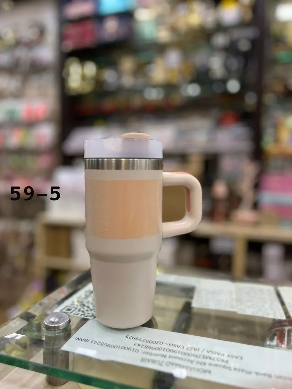 پریمیم 14oz 420ml Mini Tumbler - کریم پیچ ٹیکسچر ڈیزائن
