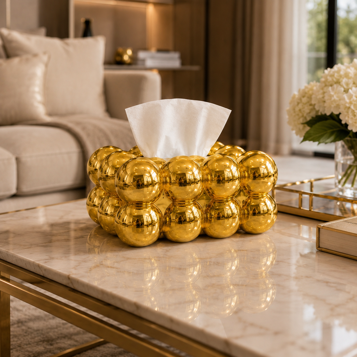 Luxury Gold Bubble Design Decorative Tissue Box