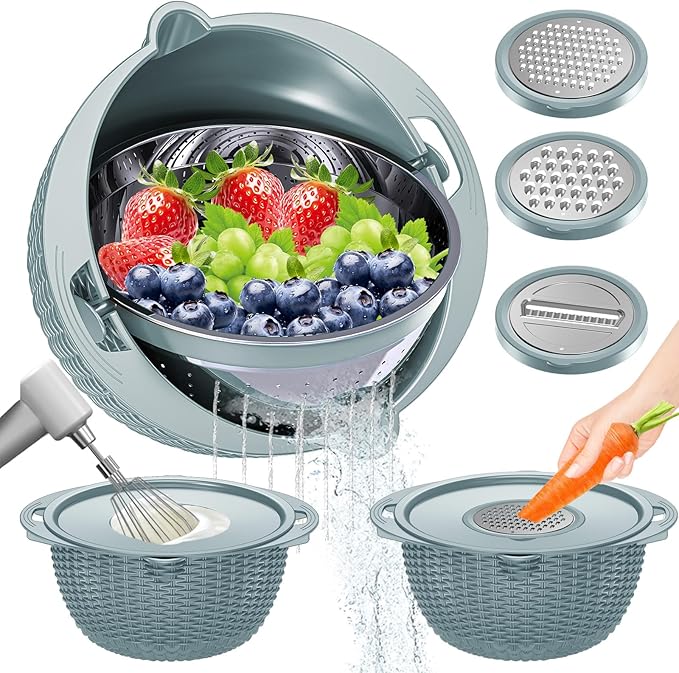 4-in-1 Rotating Colander Bowl Set with Grater