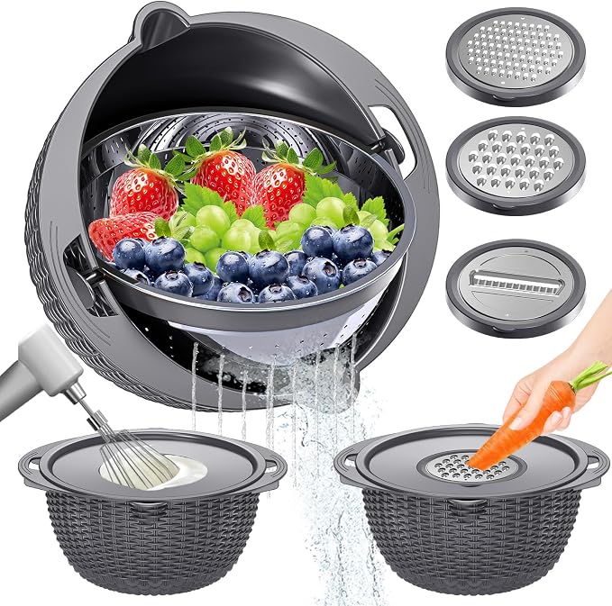 4-in-1 Rotating Colander Bowl Set with Grater