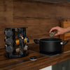 Luxury Rotating Marble-Finish Spice Carousel Set