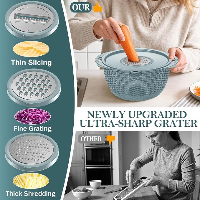 4-in-1 Rotating Colander Bowl Set with Grater