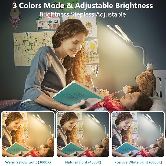 Double Head LED Clip-On Reading Light | USB Rechargeable