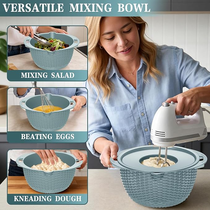 4-in-1 Rotating Colander Bowl Set with Grater