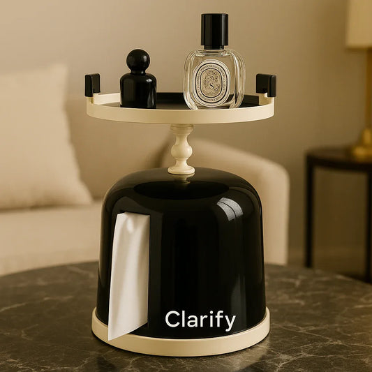 Modern Dual-Layer Black Tissue Holder Stand - Clarify.pk