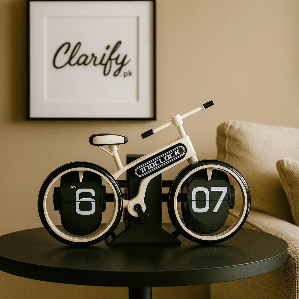 Retro Bicycle Flip Clock – Fashion Desktop Clock for Home & Office Décor (Random Color) - Clarify.pk