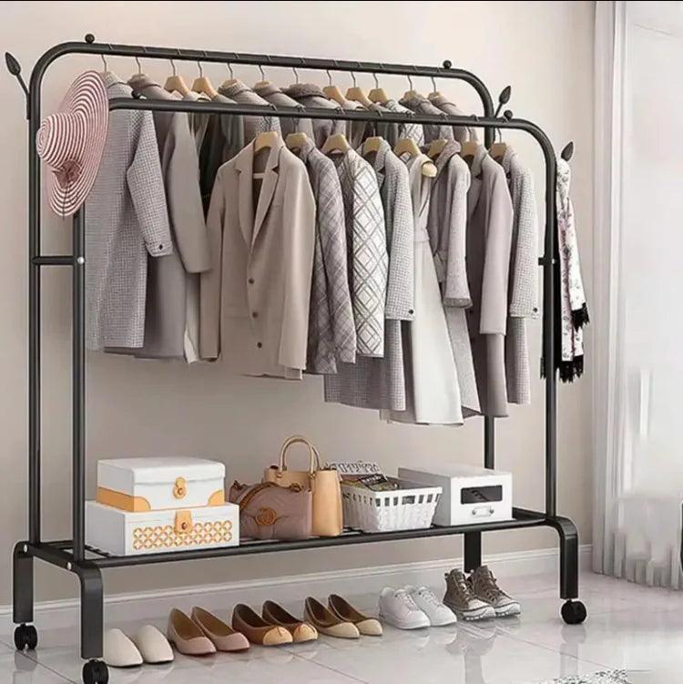 Double Pole Metal Cloth Stand for Home and Office Use