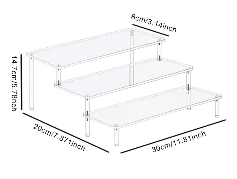 3-Tier Acrylic Display Stand – Premium Multi-Level Organizer