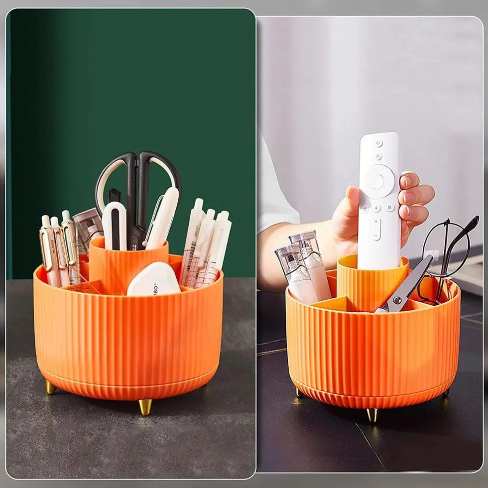 360° Rotating Makeup Brush Organizer - Stylish Desktop Storage Solution