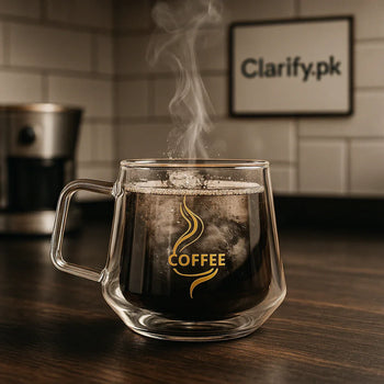 Transparent Glass Mug – 200ml Heat-Resistant Cup - Clarify.pk