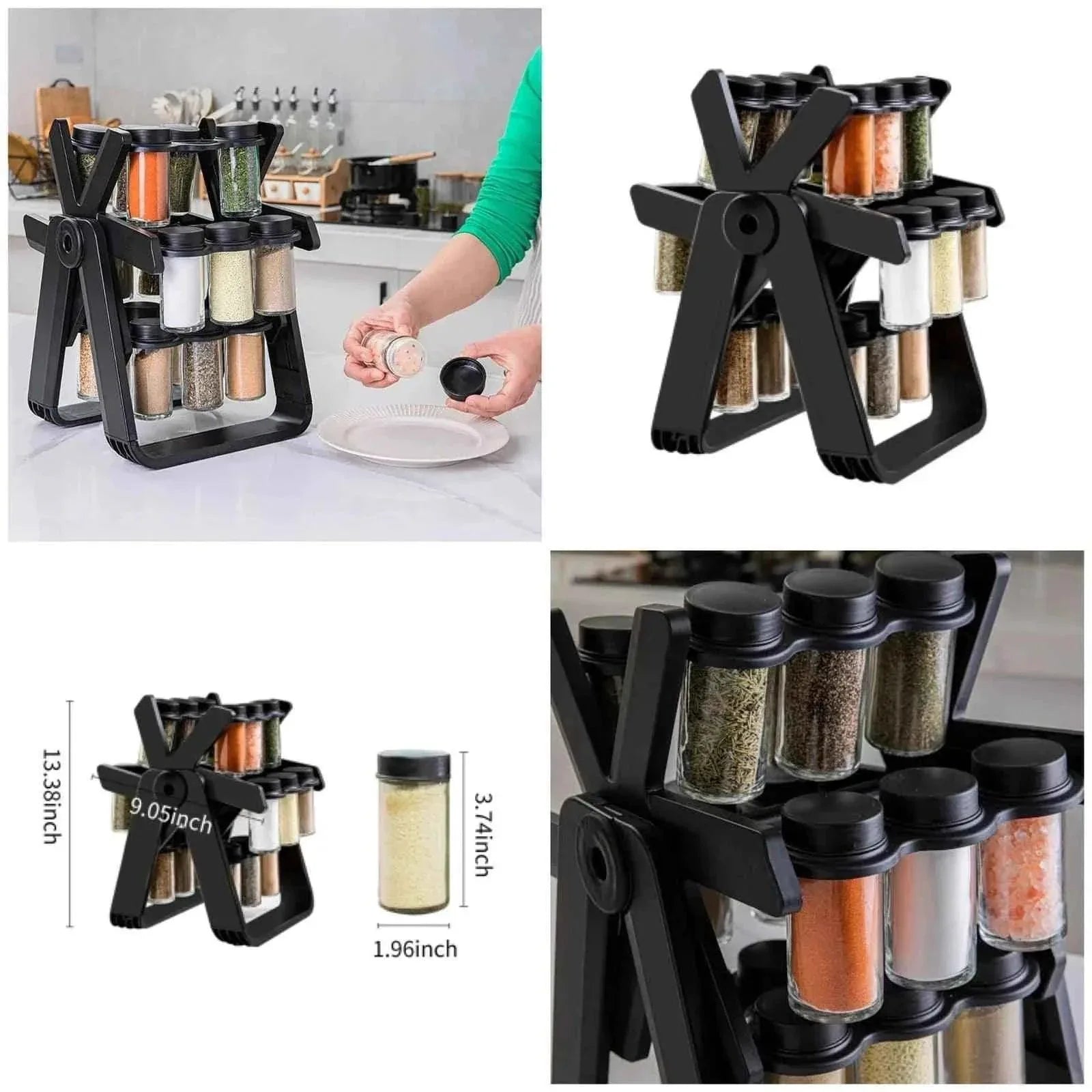 18-Piece Spice Jar Set with Rotating Rack for Easy Access and Organization - Clarify.pk