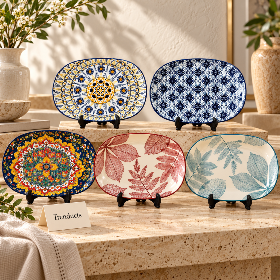 Luxury Ceramic Serving Platter with 5 Artistic Designs