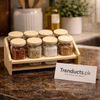 Flavor Spire 8-Piece Glass Spice Collection with Multi-Level Tilted Stand